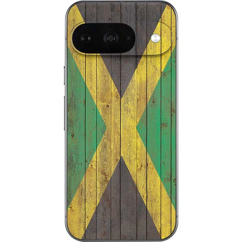 Jamaican Flag Dark Wood Google Pixel 9 Skin